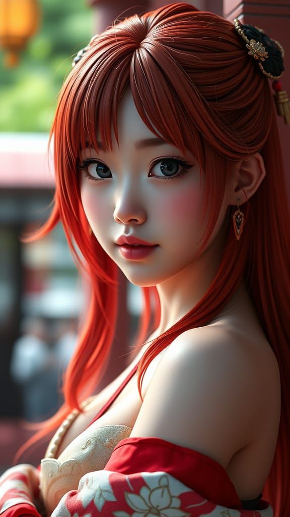 Yae Miko Portrait in 3D Anime Style