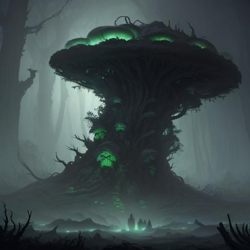 Giant Moldspawn Creature in Dark Fantasy Matte Painting