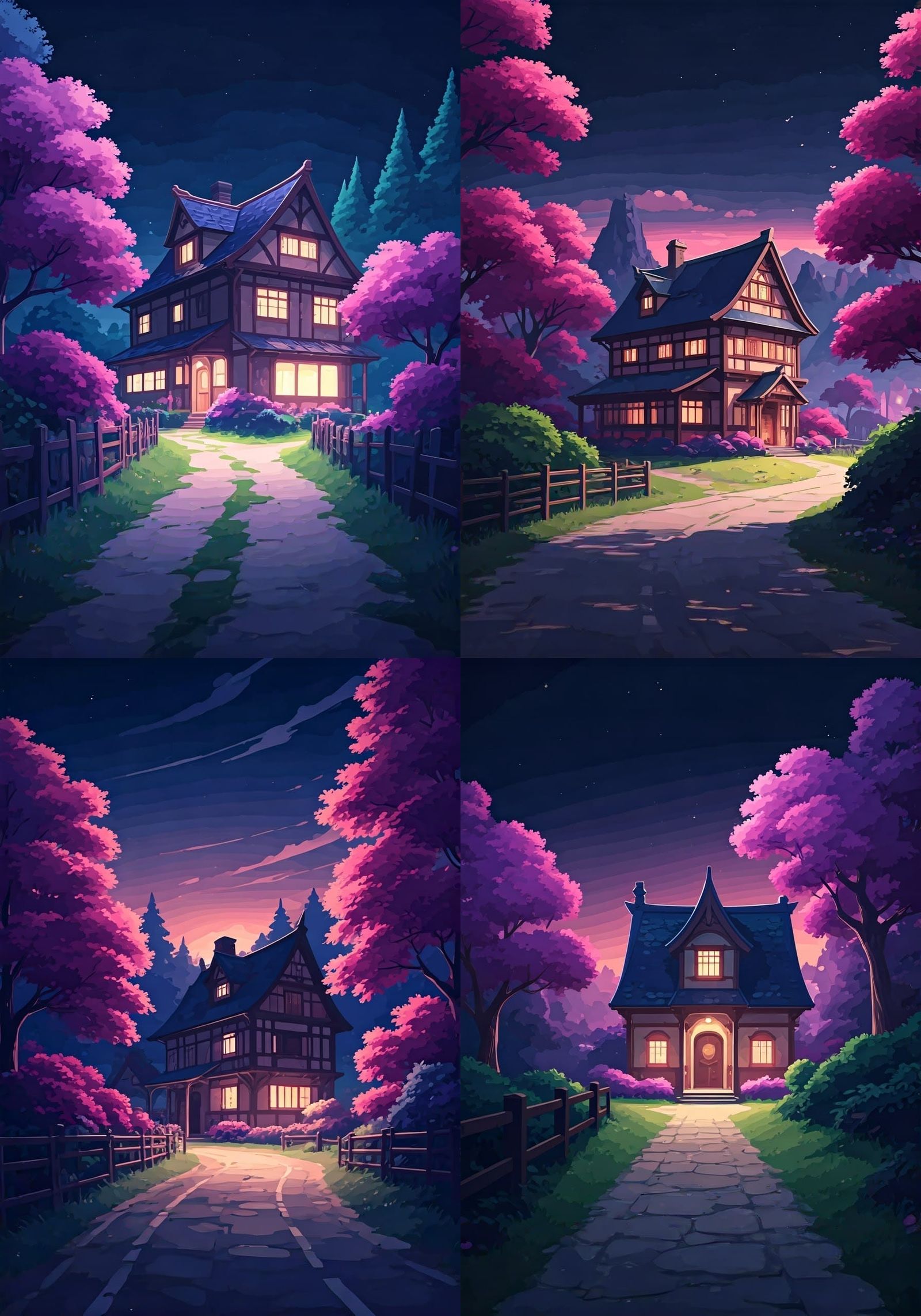 Serene Countryside Oasis in Vibrant Anime Style