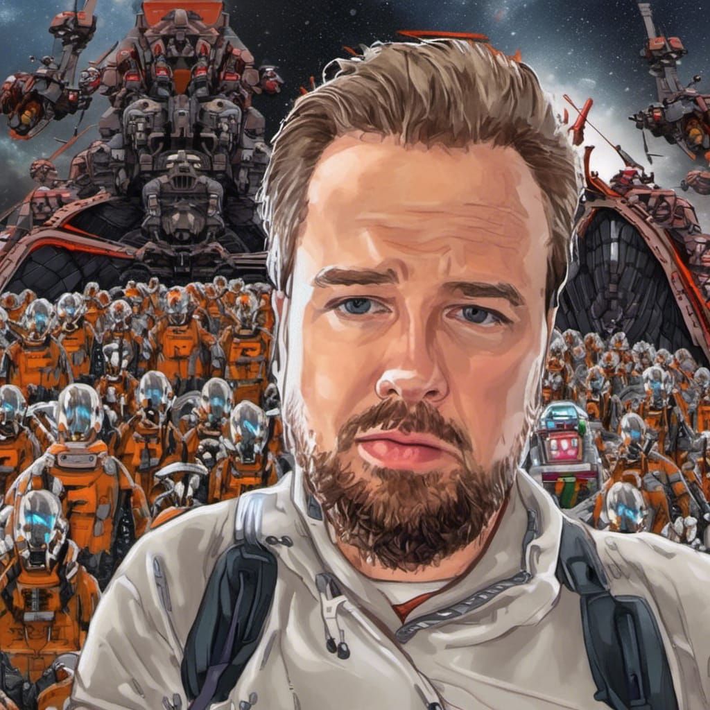 Dark Supervillain on Fantasy Planet in Comic Book Style