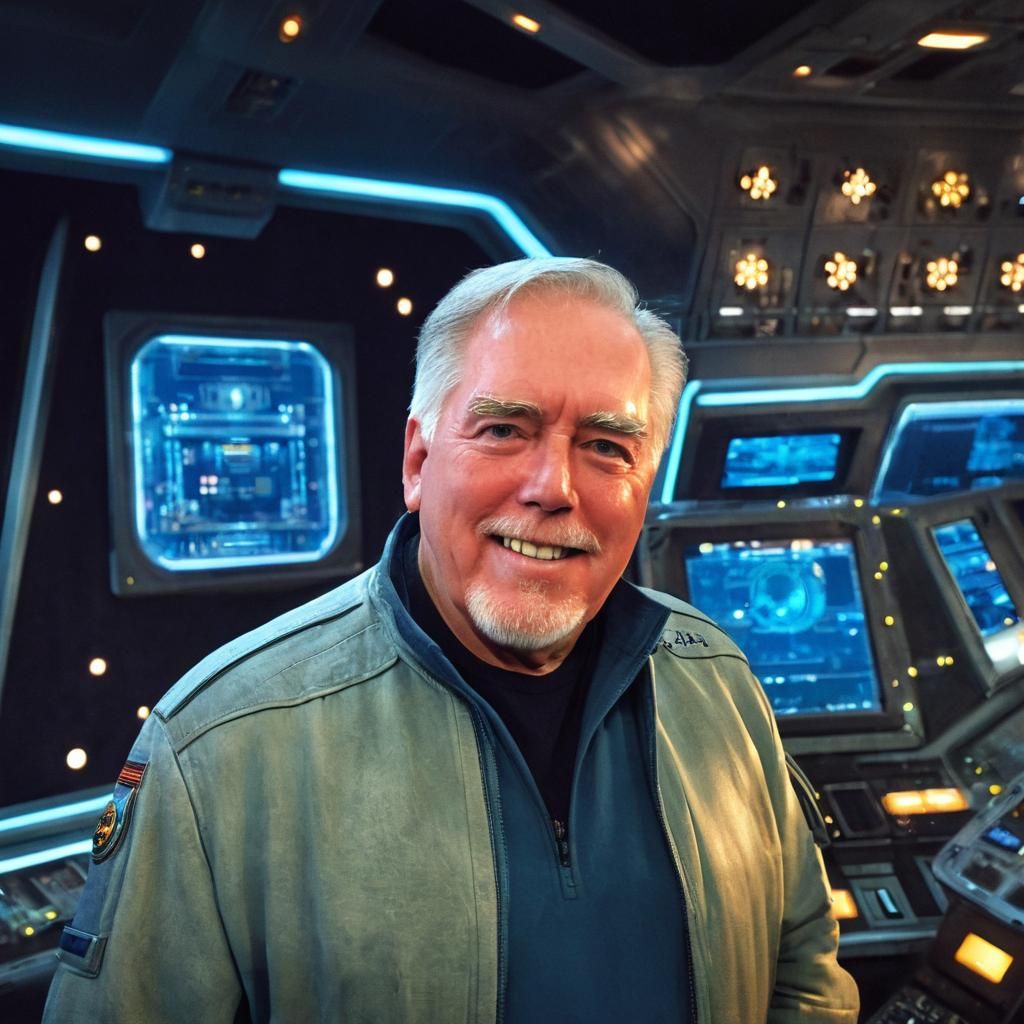 Starship Captain Portrait on the Bridge in Sci-Fi Style