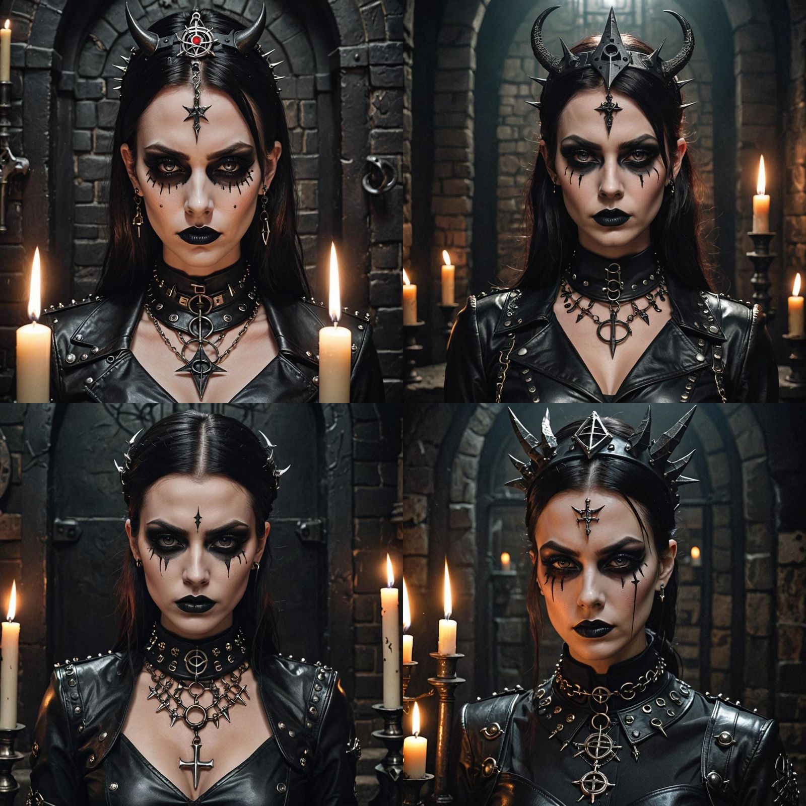 Gothic Girl in Dungeon with Dramatic Makeup