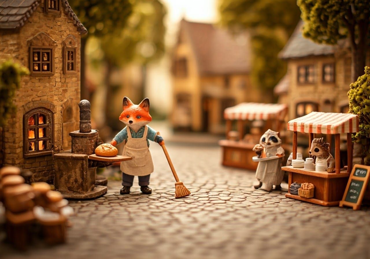 Vibrant Miniature Village Whimsy
