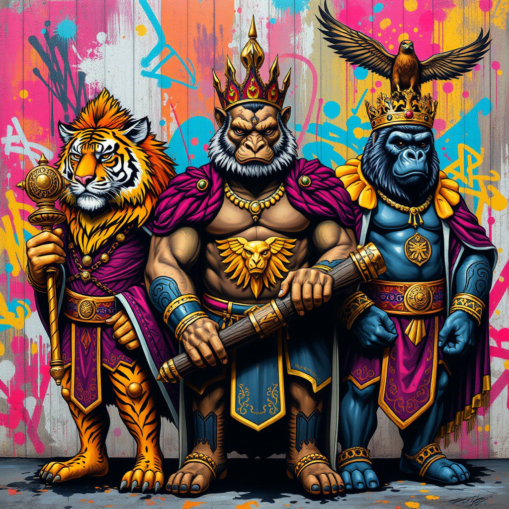 Graffiti Art: Tiger, Falcon and Gorilla Kings
