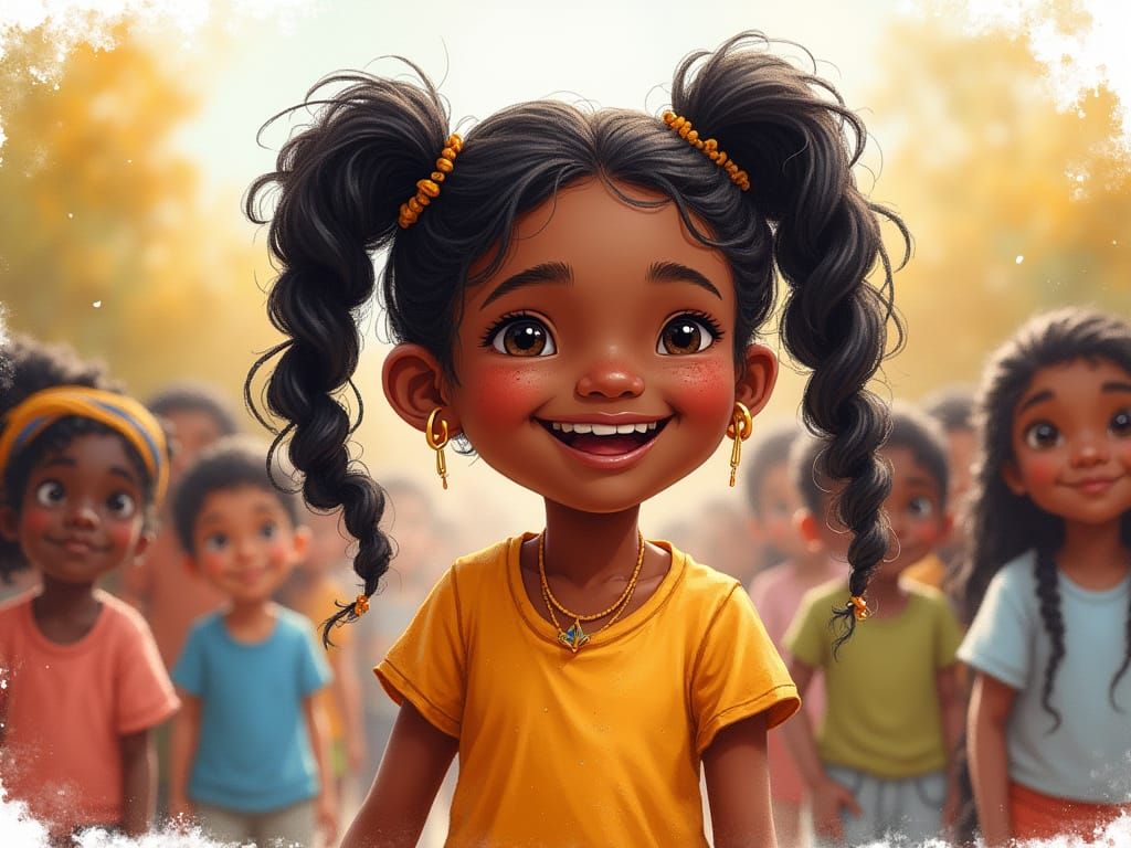 Joyful African American Girl Celebrates Indigenous Peoples' ...