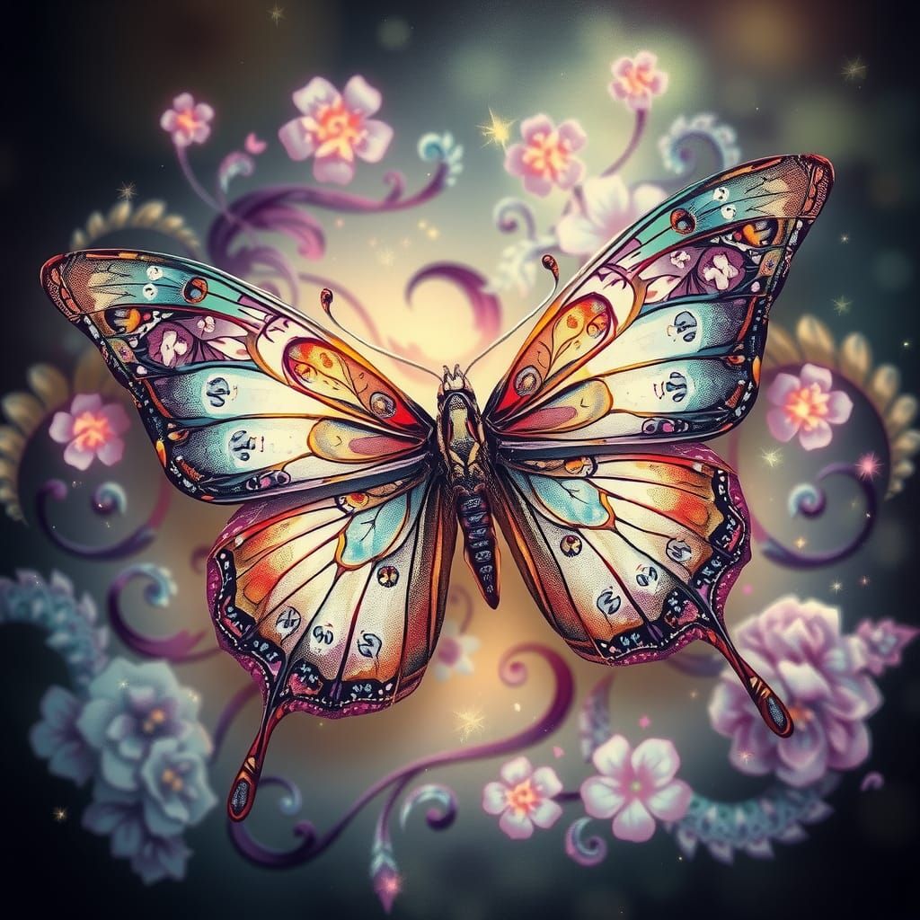 Whimsical Butterfly in Dreamlike Fantasy Art