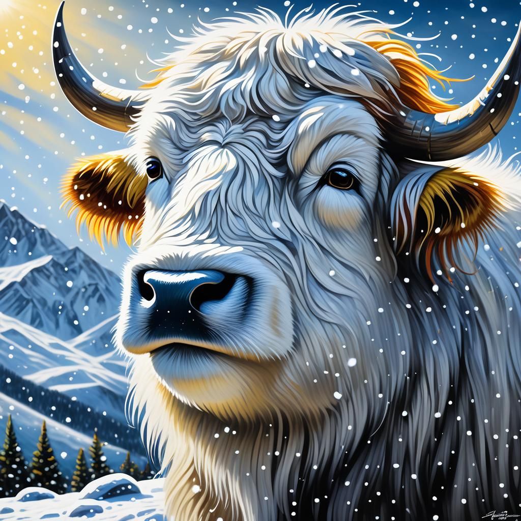 Award winning whimsical impasto acrylic painting with random...