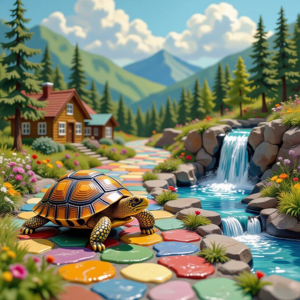 Lisa Frank Style Yellowstone Miniature Landscape