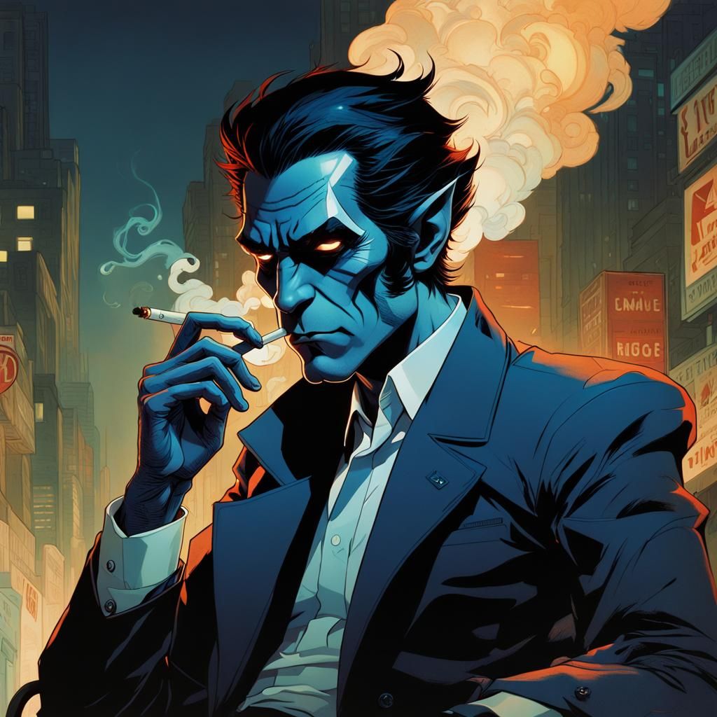 Nightcrawler Smoking: Sinister Marvel Comics Art