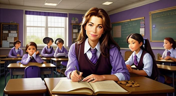 Lavender Classroom Scene Inspired by Kinkade