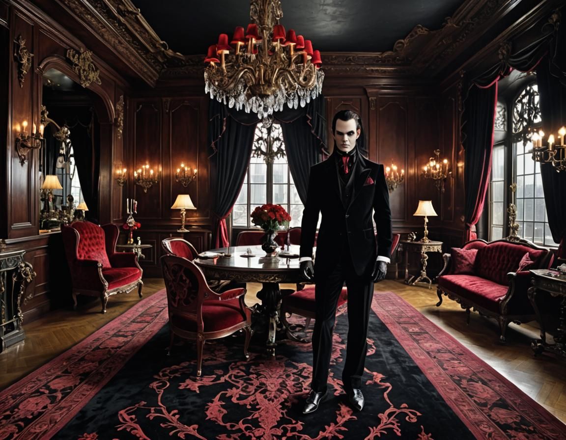 Vampire in Lavish Penthouse: Detailed Matte Painting