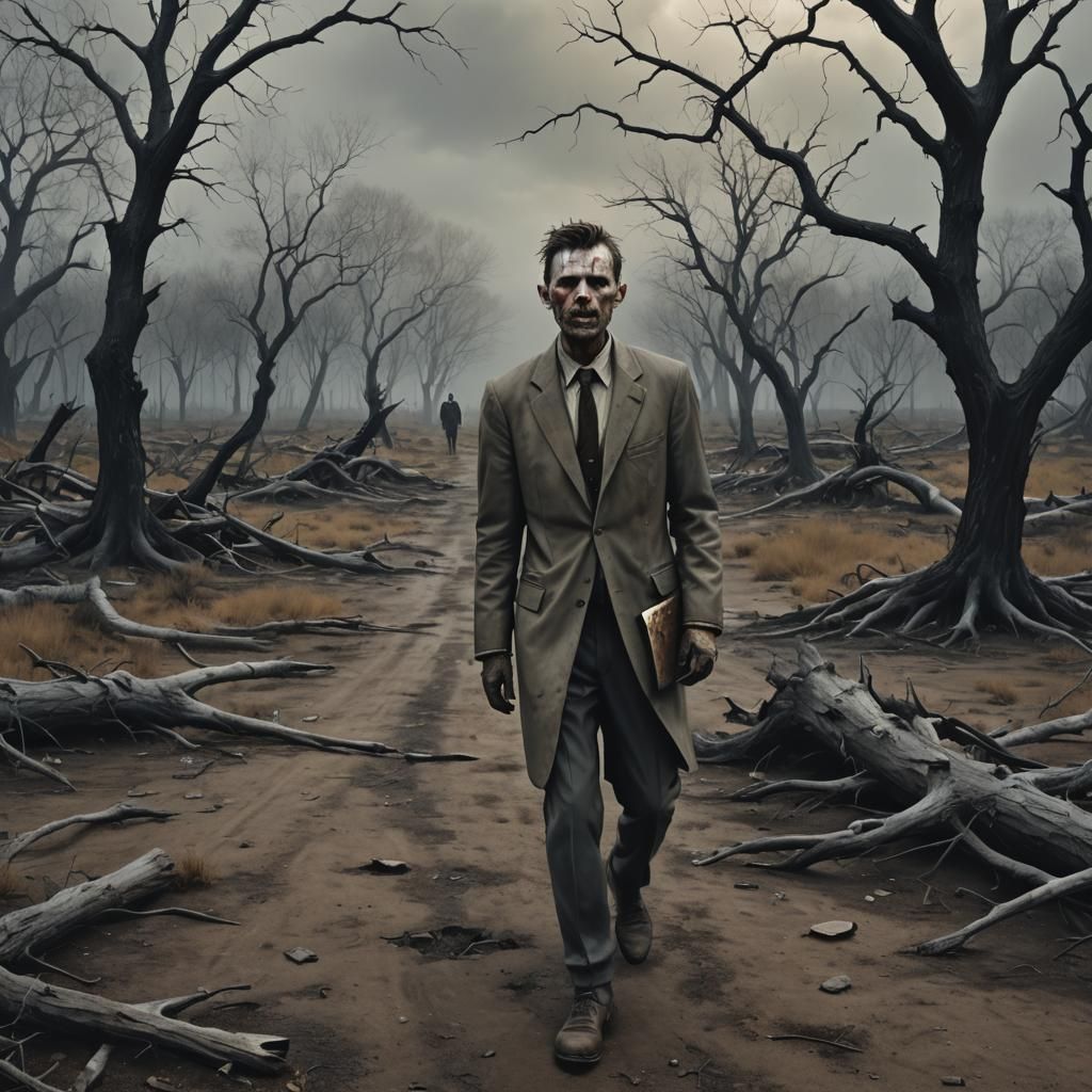 Desolate Walk: A Dark Fantasy Painting