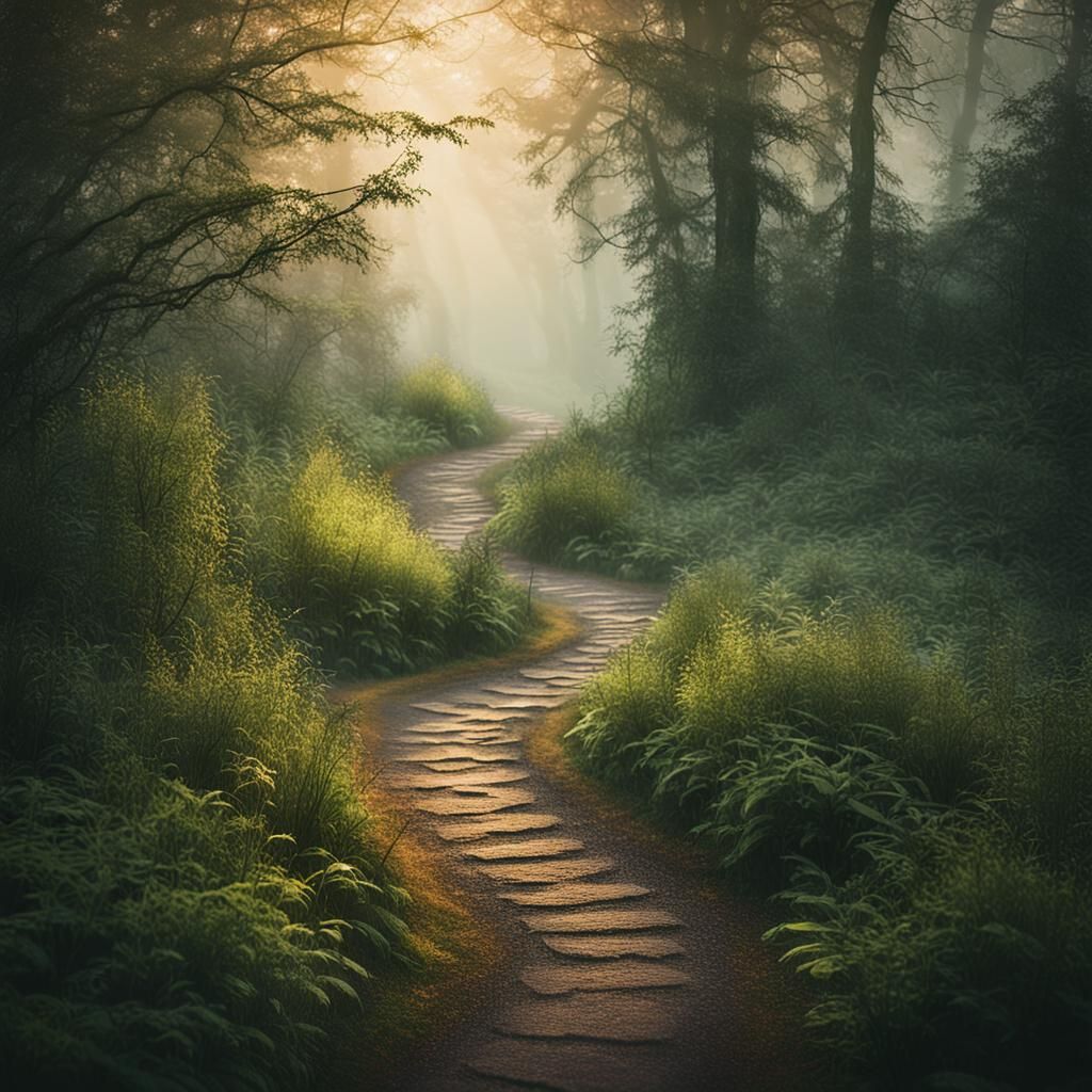 Mysterious Trail Disappears in Golden Hour Light