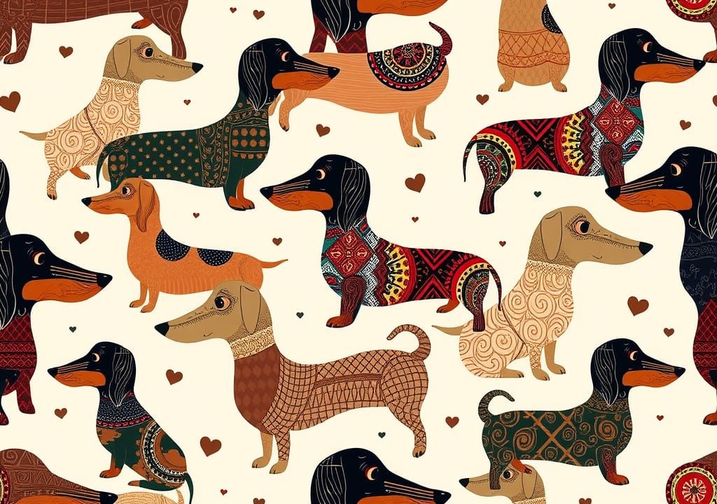 Whimsical Abstract Dachshund Vector Pattern
