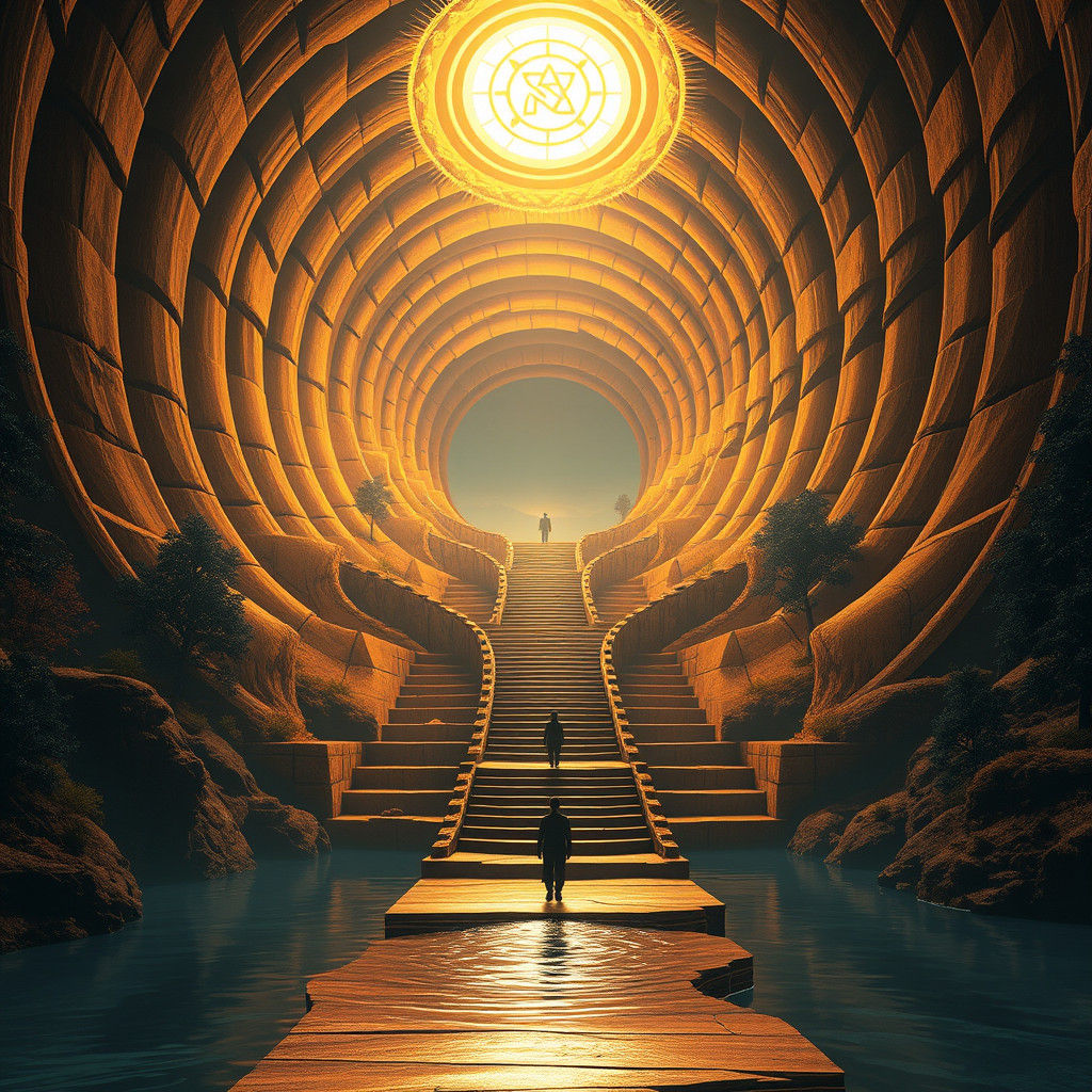 Mystical Pathway to Enlightenment in Dreamlike Landscape