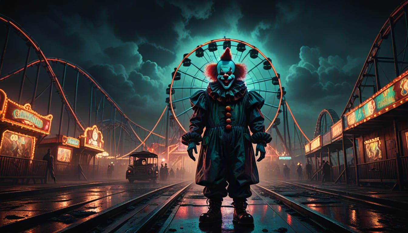 Horror Carnival Concept Art in Ominous Oil Painting