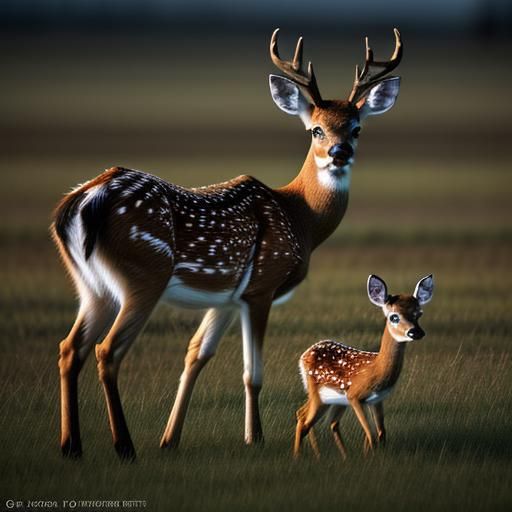 Hyperrealistic Image of a Mother and Baby Deer