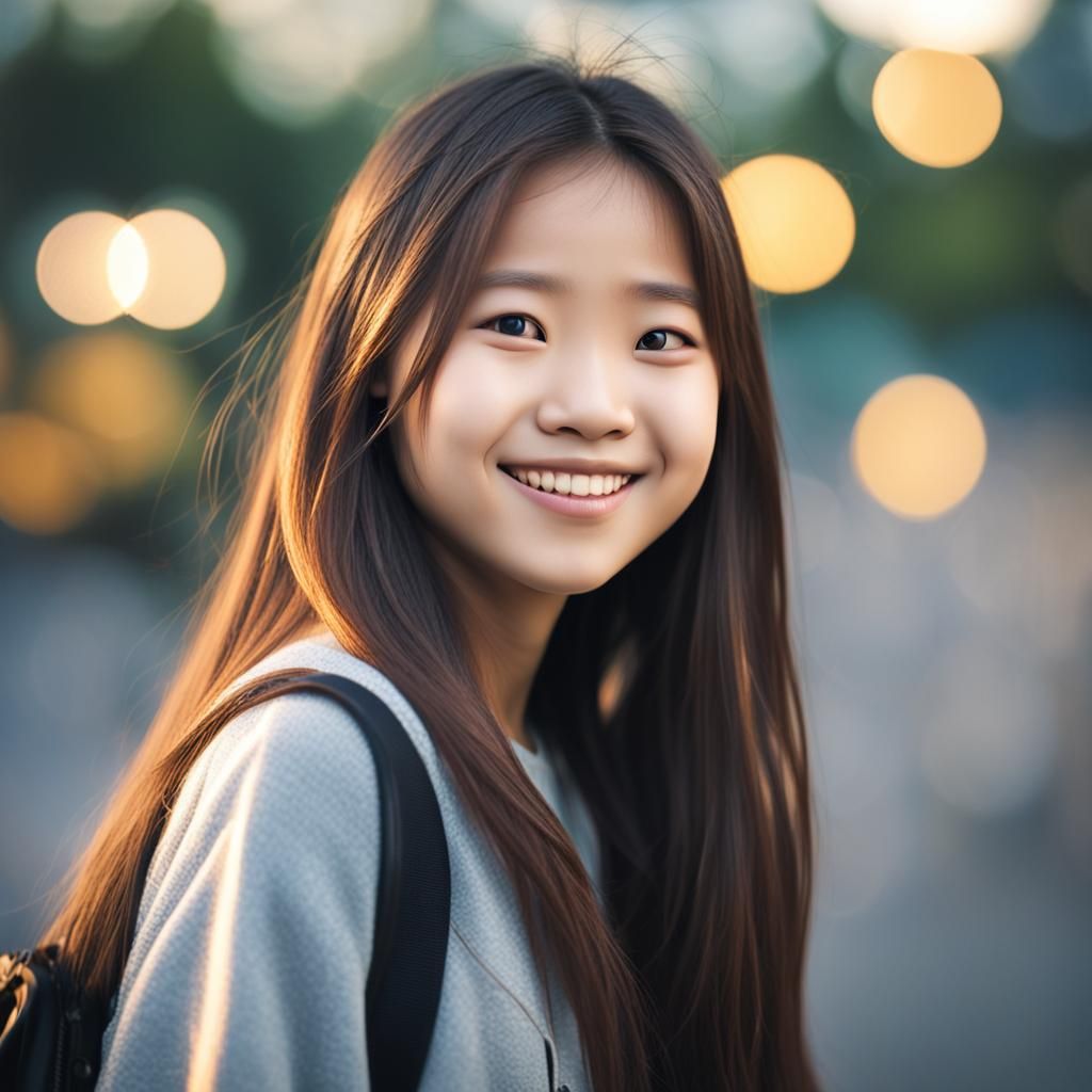 Asian Girl Portrait with Bokeh and Natural Lighting
