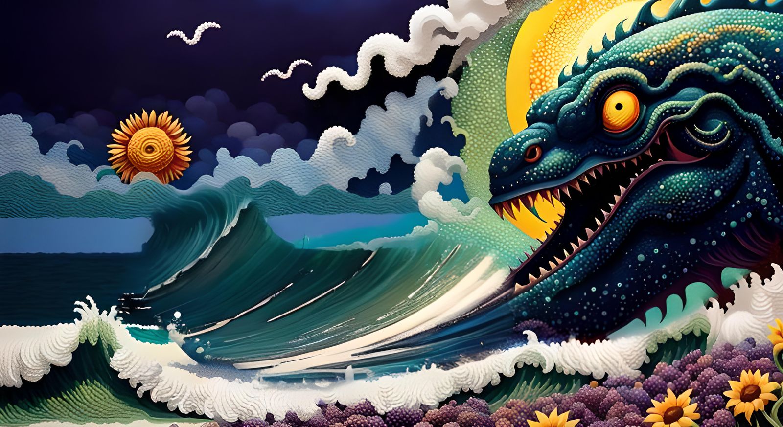 Pointillist Seascape After Paul Signac