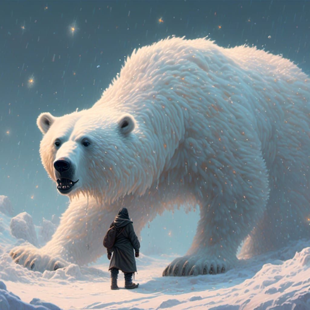 Celestial Polar Bear Portrait in Magical Light