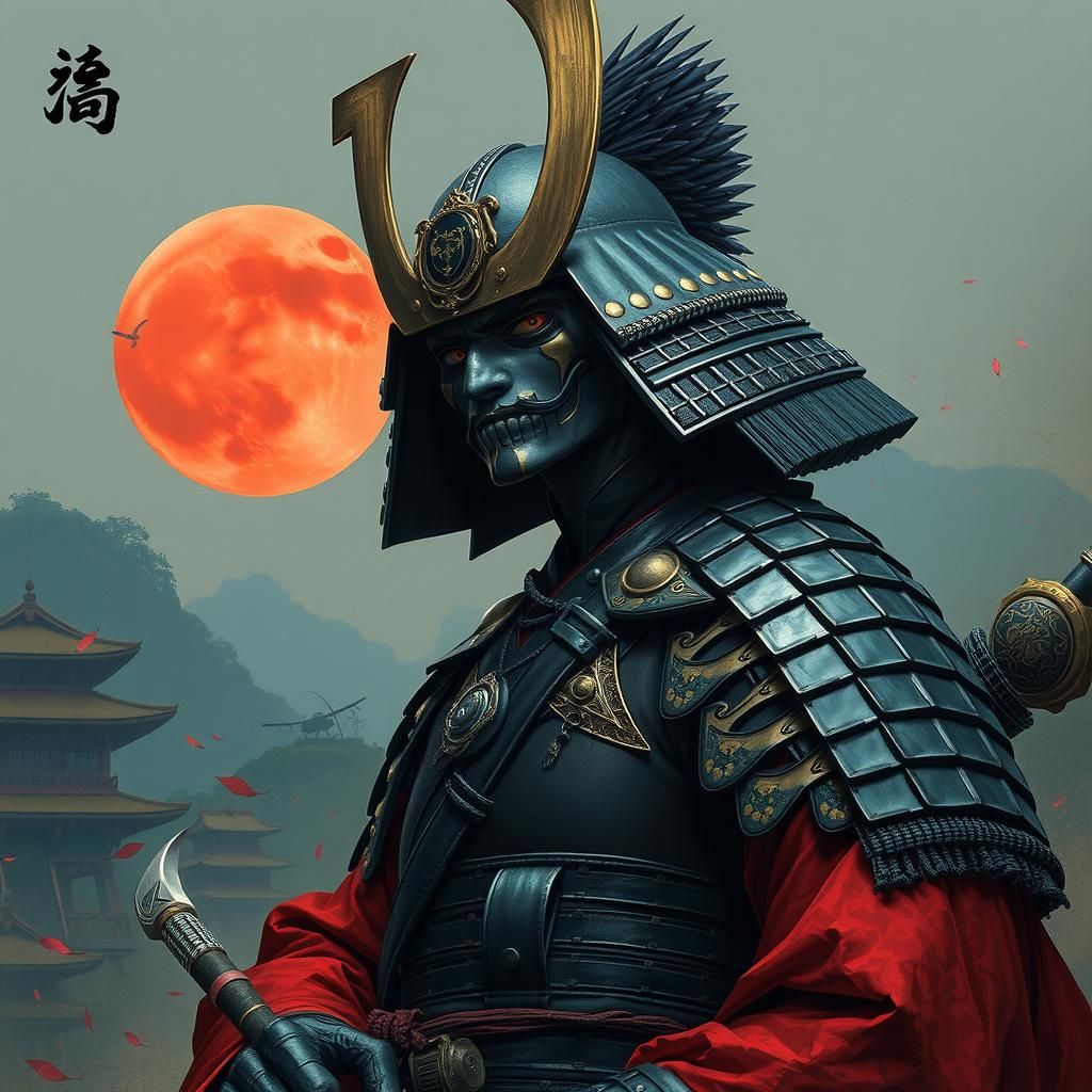 Gothic Samurai in Japanese Illustration Style