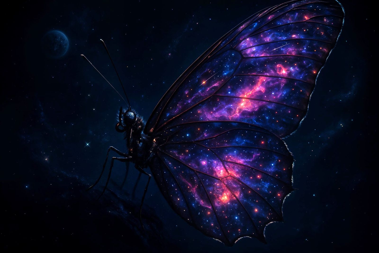 Butterfly Nebula Wings in Cosmic Realism Style