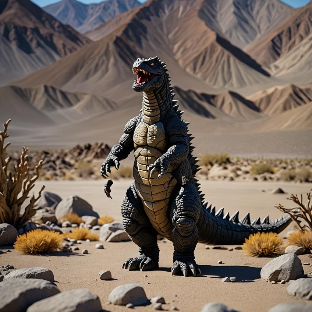 Claymation Godzilla Roams Death Valley