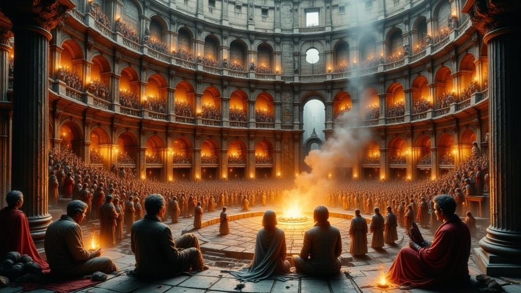 Miniature Colosseum in Fireplace, Fantasy Realism