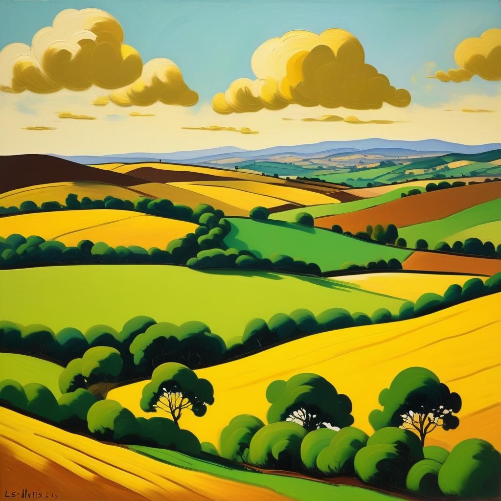 Serene Les Nabis-Inspired Landscape with Golden Hues