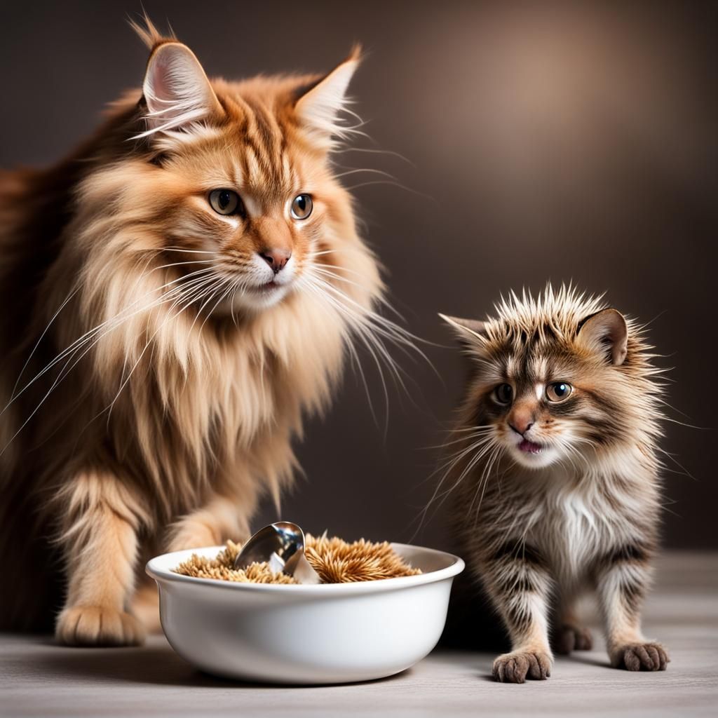 Maine Coon Cat's Shock as Hedgehog Eats Dinner