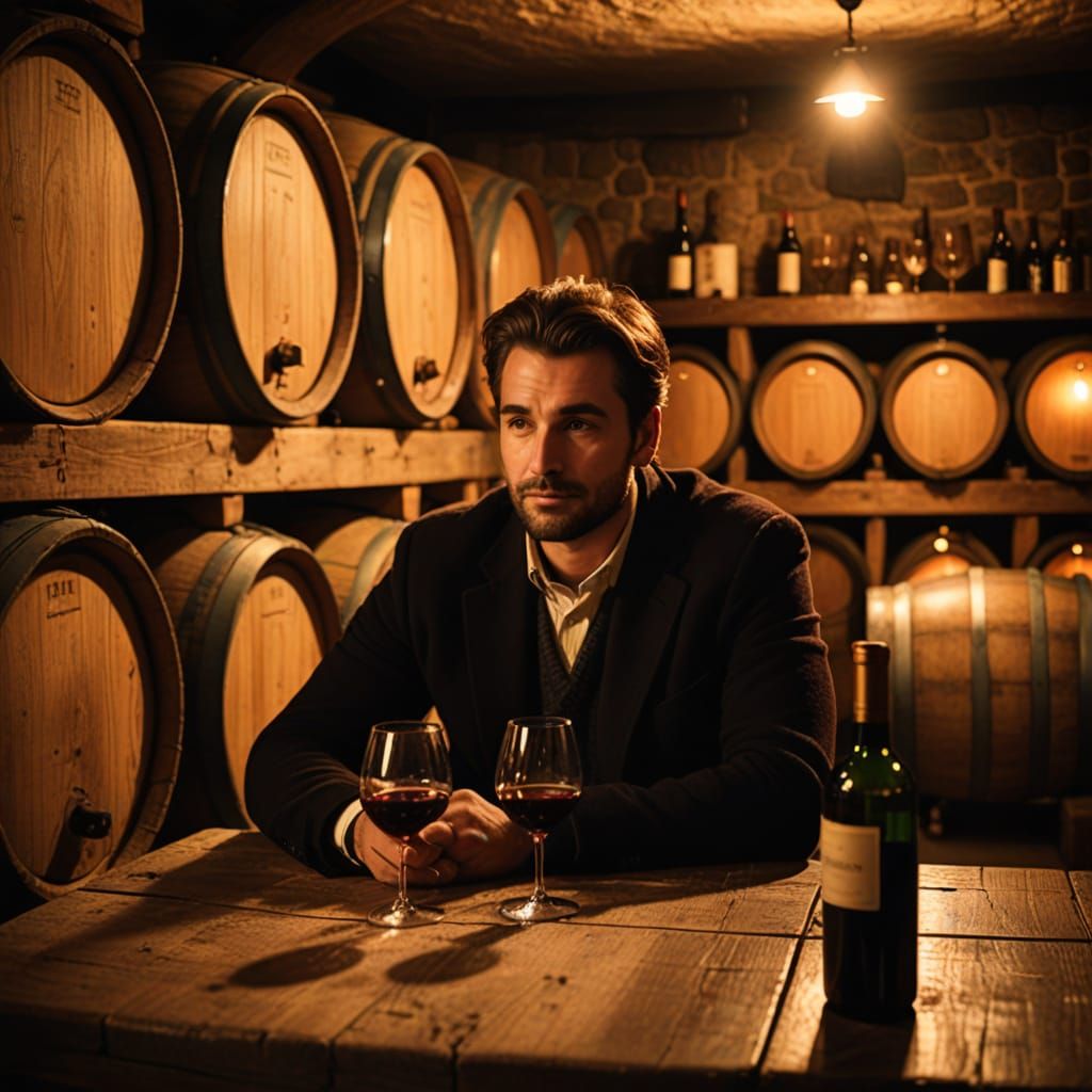 Cozy Wine Cellar in Warm Candlelight