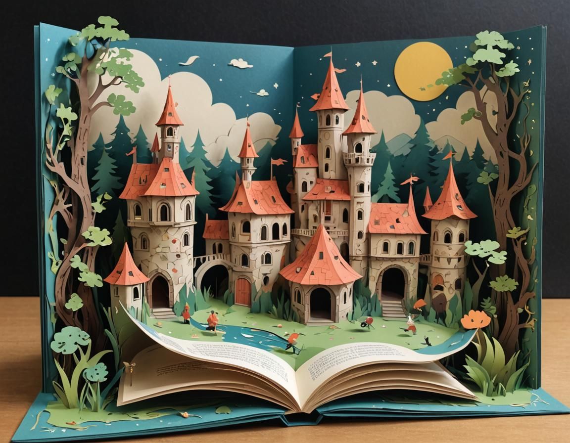 Fantasy Pop-Up Book in Vintage Style