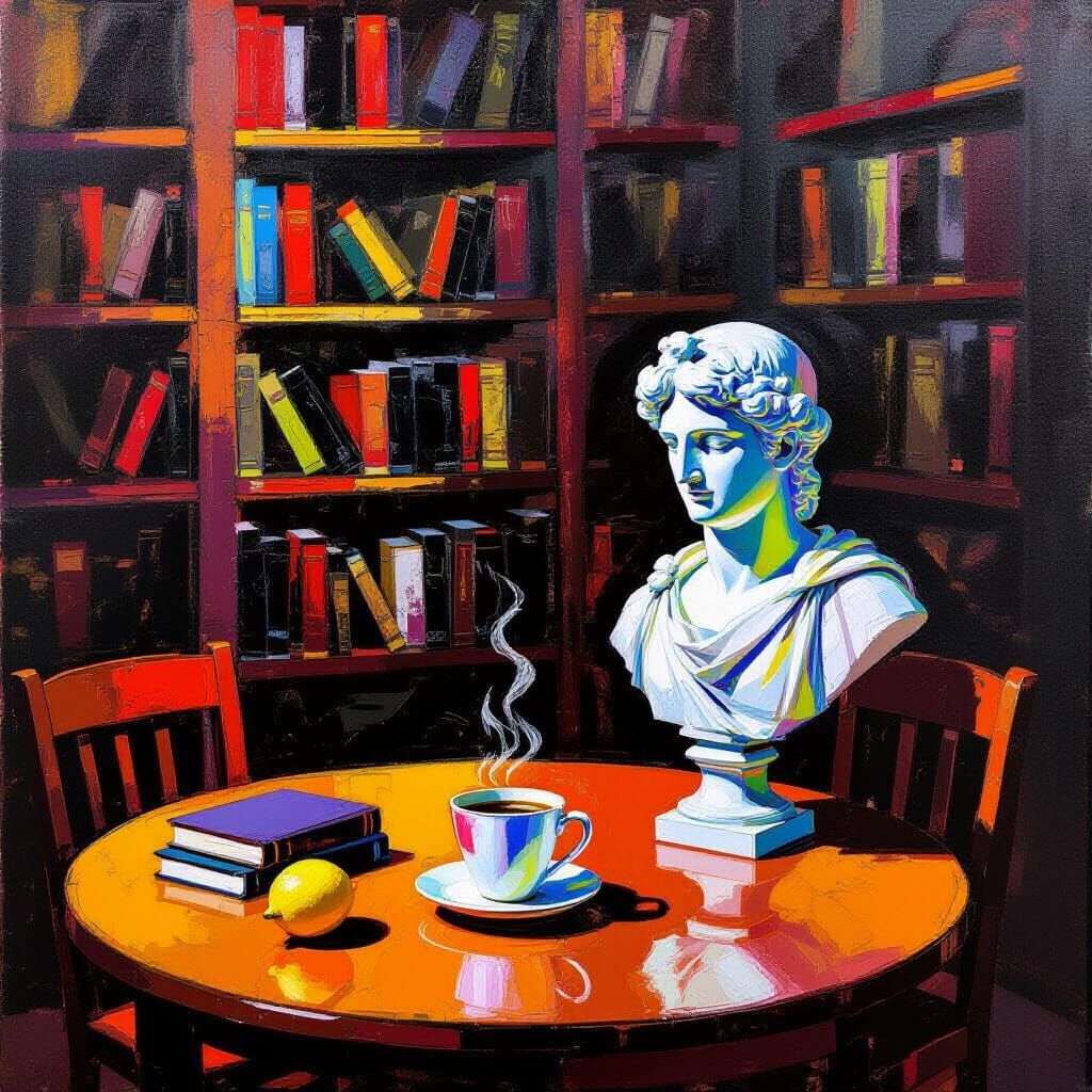 Abstract Expressionist Room with Apollo Bust and Still Life