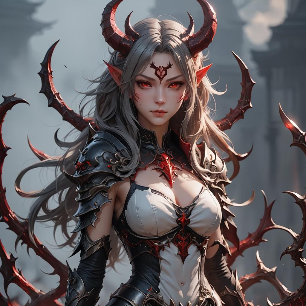 Detailed 3D Anime Art of a Female Devil