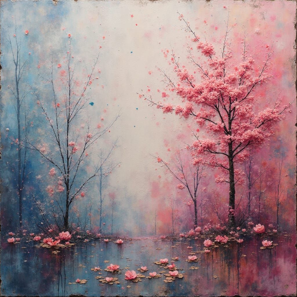 A Cyberpunk-Inspired Cherry Blossom Explosion in Soft Focus
