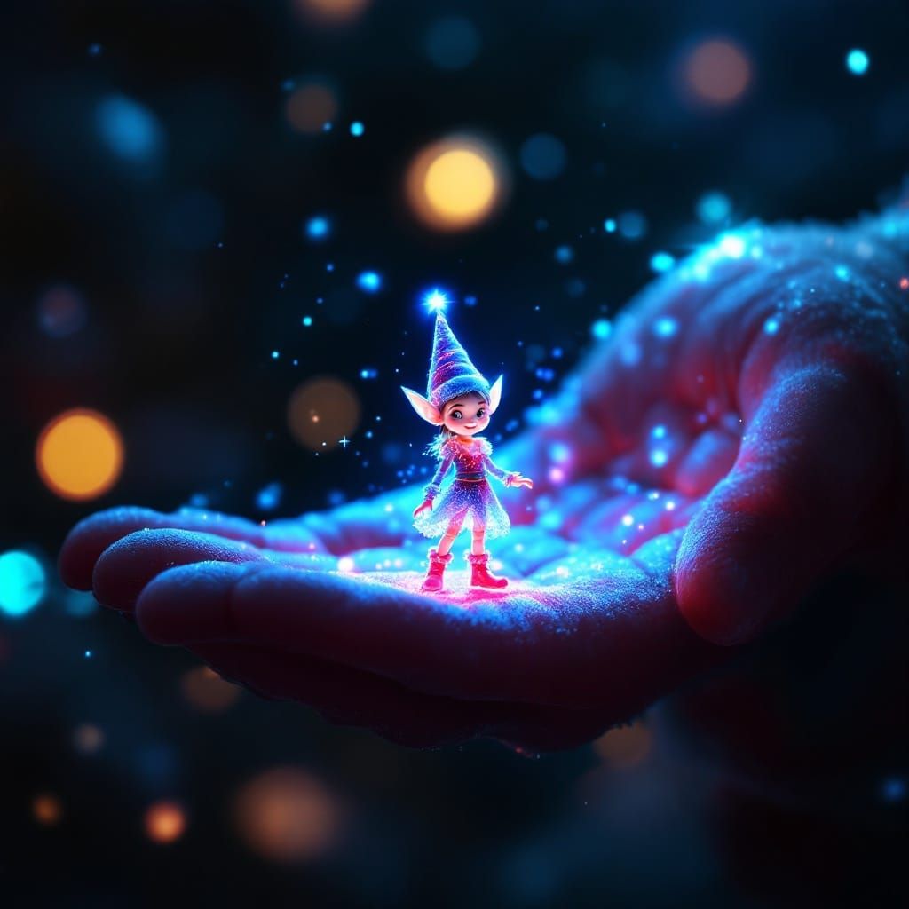 hologram of a Christmas elf