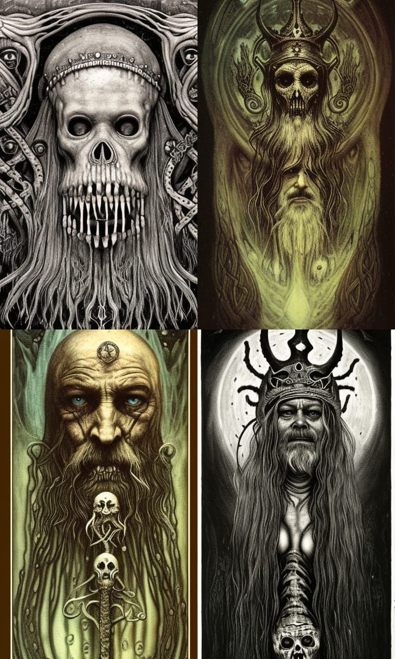 Viking Lich King Portrait in Beksinski Style