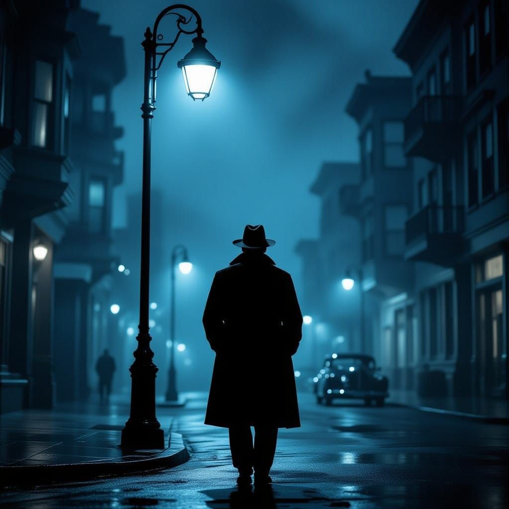 1940s Noir Detective in San Francisco Fog
