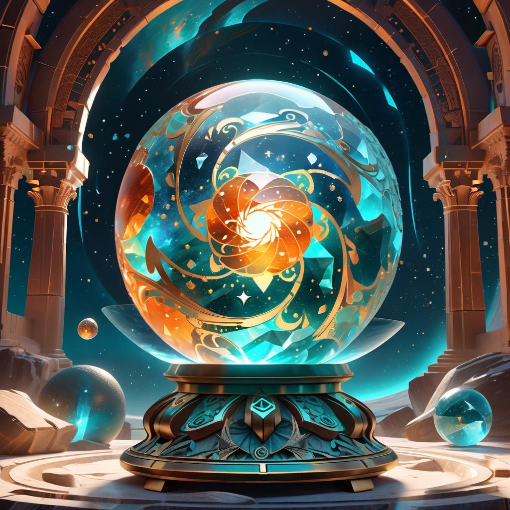 Mystical Crystal Orb with Intricate Stone Base