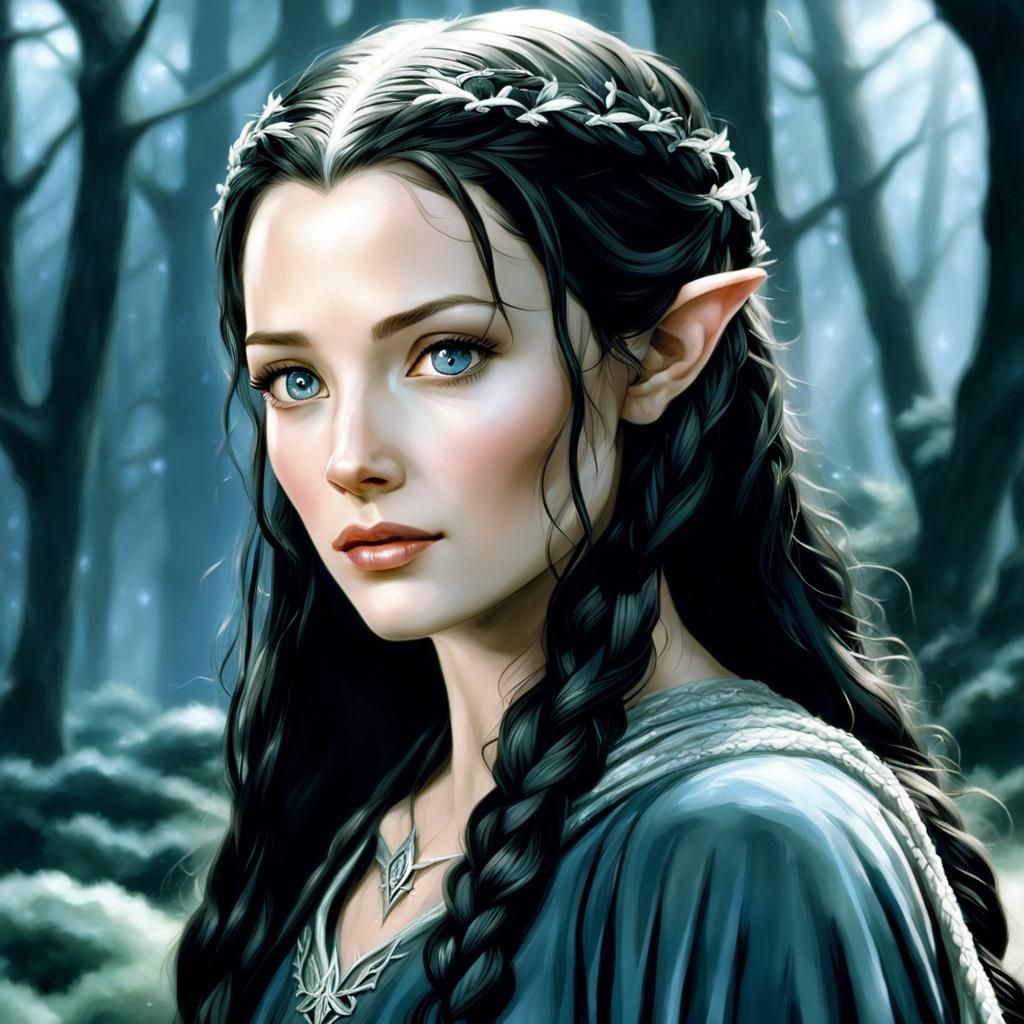 Arwen Undómiel Portrait in Hyperdetailed Digital Art