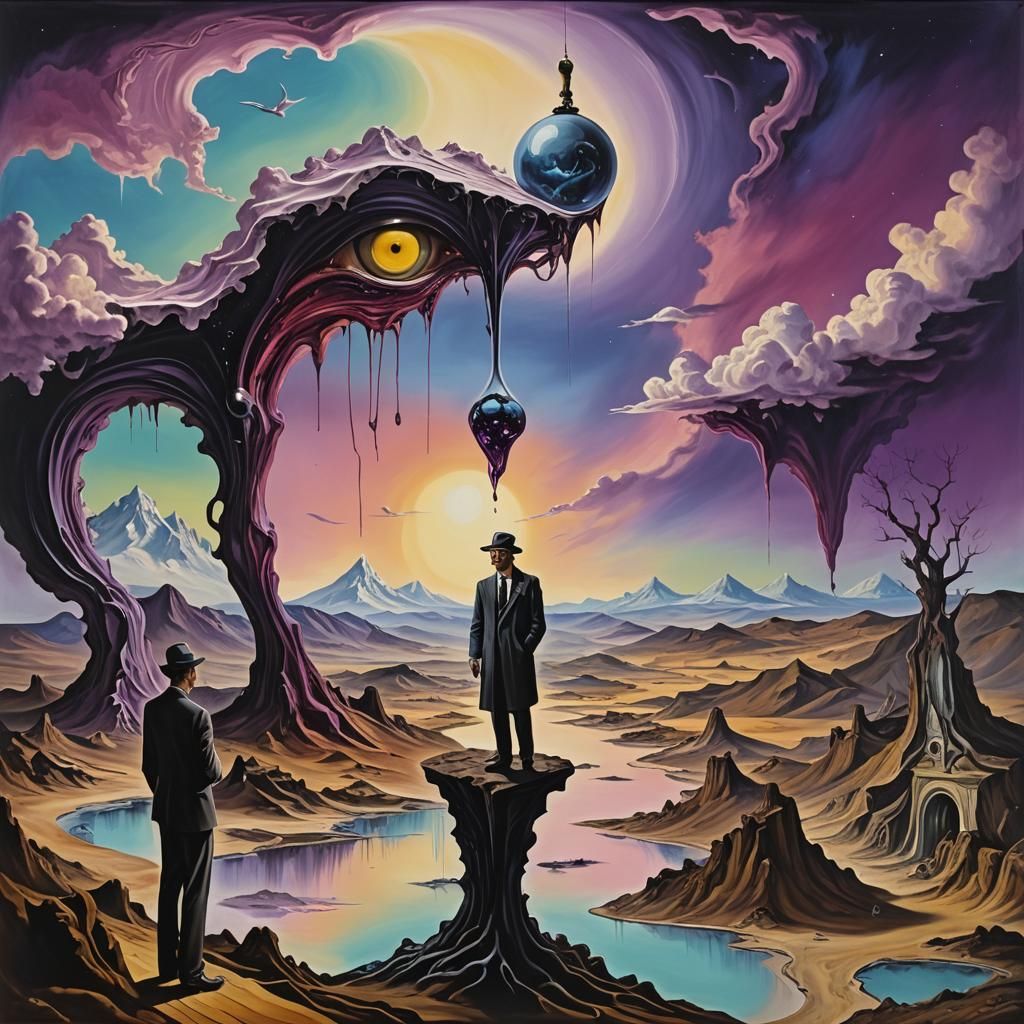 Surreal Melting Landscape in Oil on Canvas