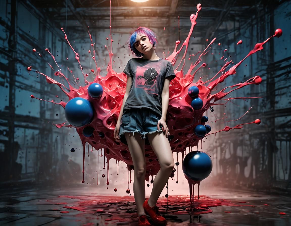 Surreal Melting Figures in Burton-esque Splatter Style