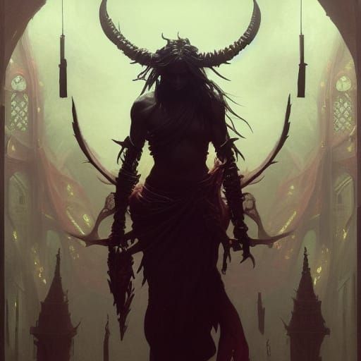 Detailed Demon in Dark Fantasy Style