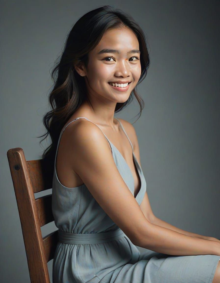 A Woman Smiles Intimately in a Studio Setting