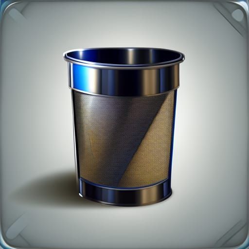 High-Tech Golden Metal Recycling Bin Icon