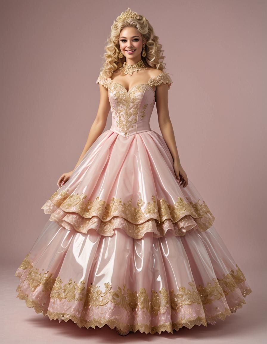 Blonde Woman in Pink Quinceanera Gown Photo