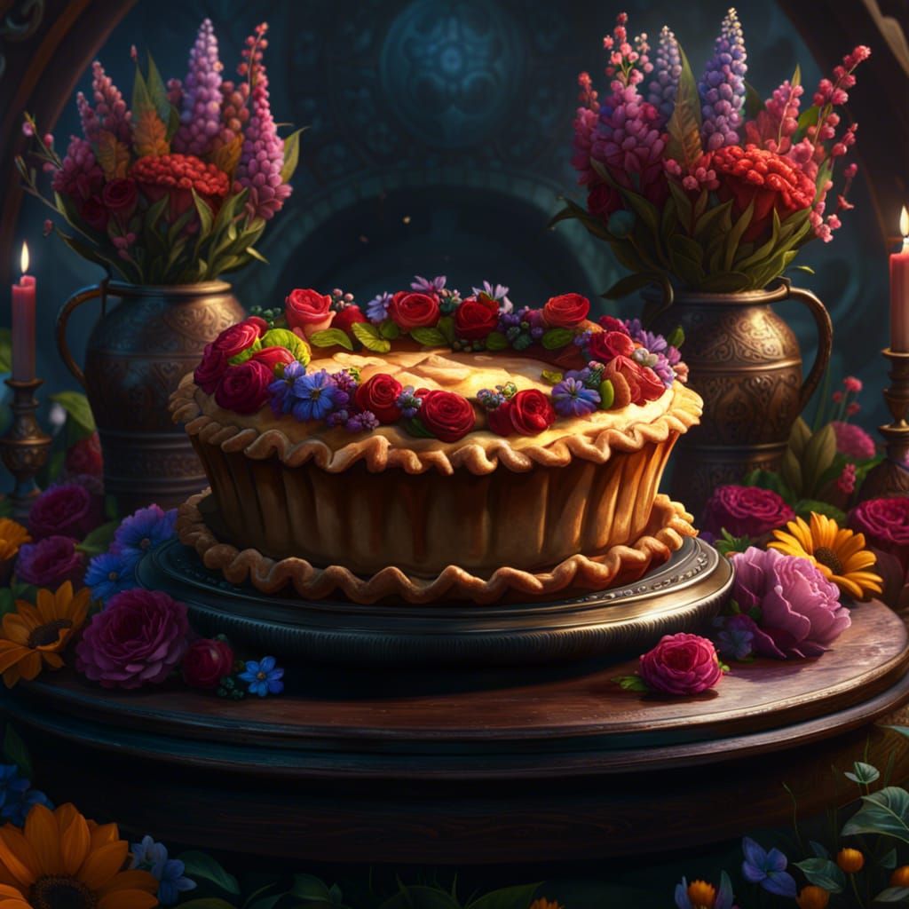 Floral Pie: Detailed Digital Art in 8K