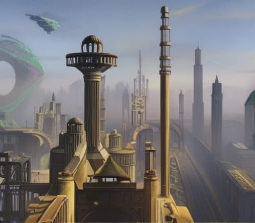 Ornate Industrial City with Victorian Skyline