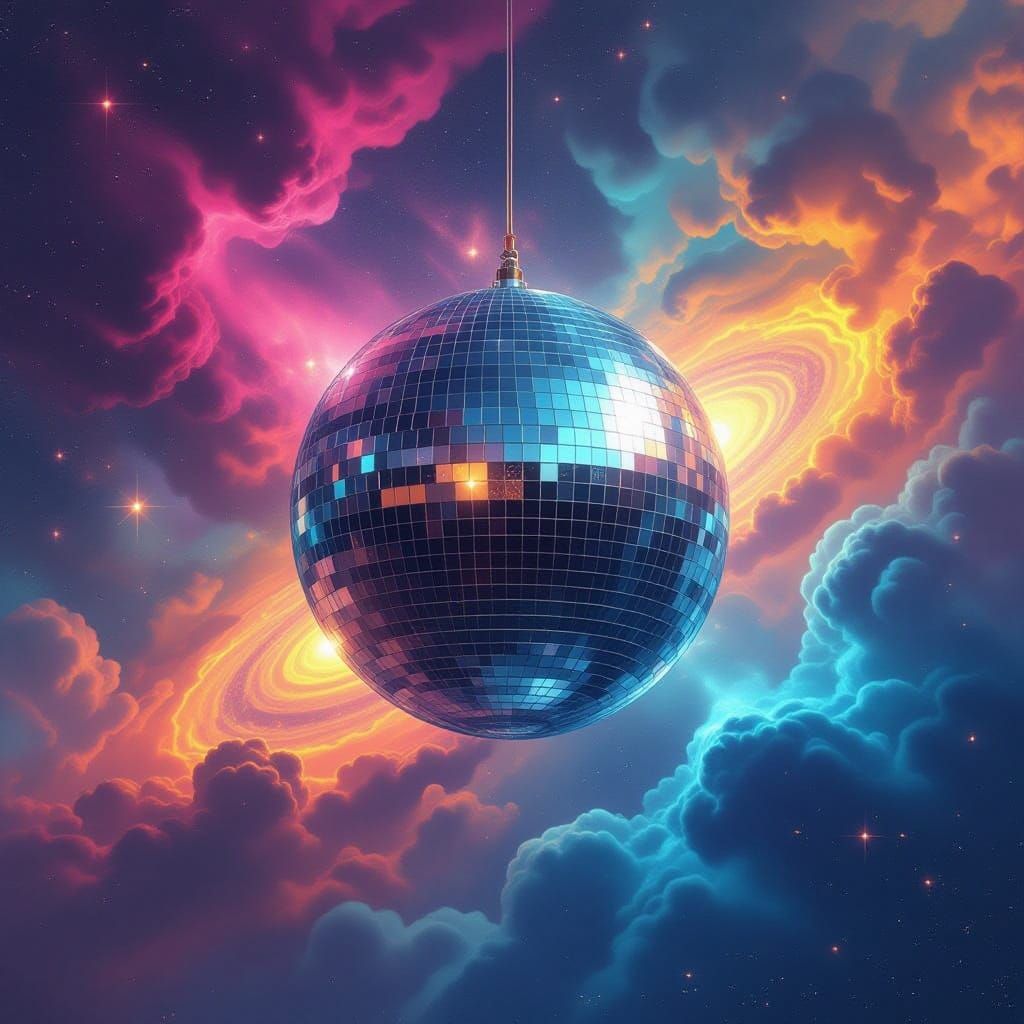 Galactic Disco Odyssey in Vibrant Cosmic Colors