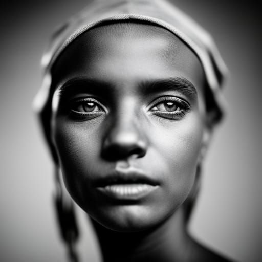 Monochrome Portrait with Dew, Gritty B&W Photography